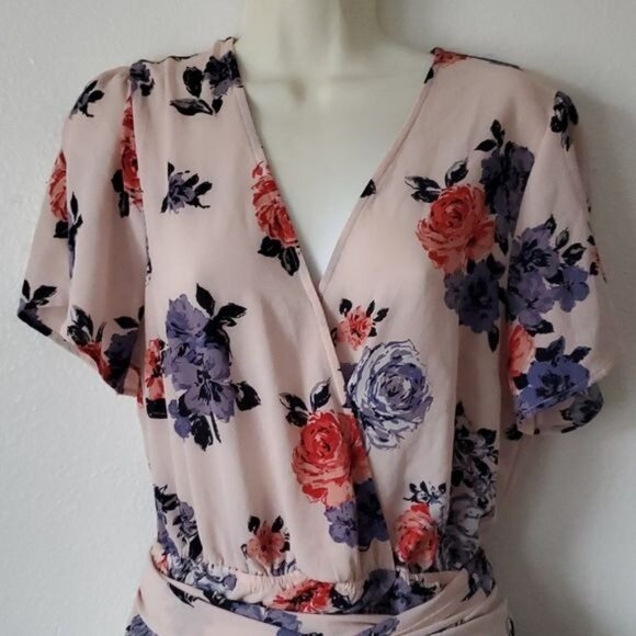 Candies Maxi Jumper Romper Dress Floral Shorts Pink Woman's Size Extra LARGE - Picture 5 of 15